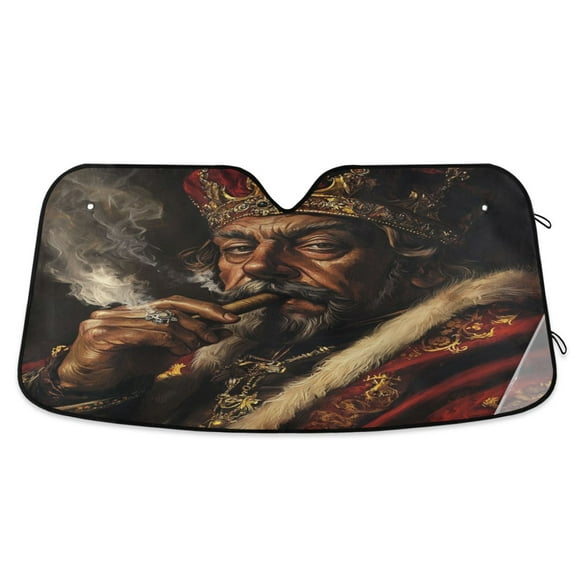 Qxltty Kings Smoking Cigars Car Windshield Sunshades Foldable UV Rays Sun Visor Protector Keep Your Vehicle Cool 55×27.6in