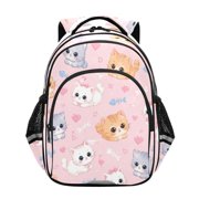 Qxltty Kitty Hearts Backpack Lightweight Multi Pocket Daypack Reflective Bookbag with Adjustable Straps