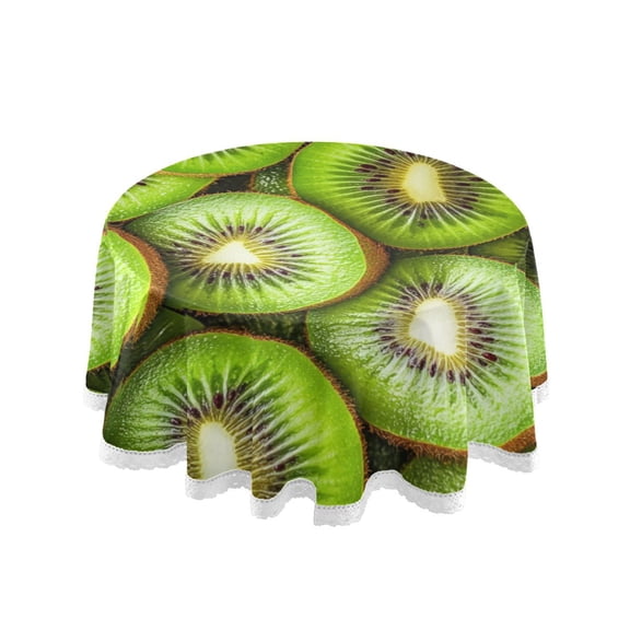 Qxltty Kiwi Fruit Pattern Round Tablecloth 60 Inch Dia Washable Table Cover with Dust-Proof Wrinkle Resistant for Restaurant Picnic Indoor and Outdoor Dining