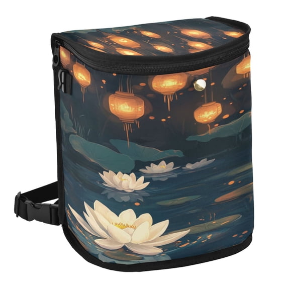 Qxltty Kong Ming Lanterns Lotus Pond Car Trash Can with Lid Vehicle Backseat Hanging Leak Proof Storage Bin