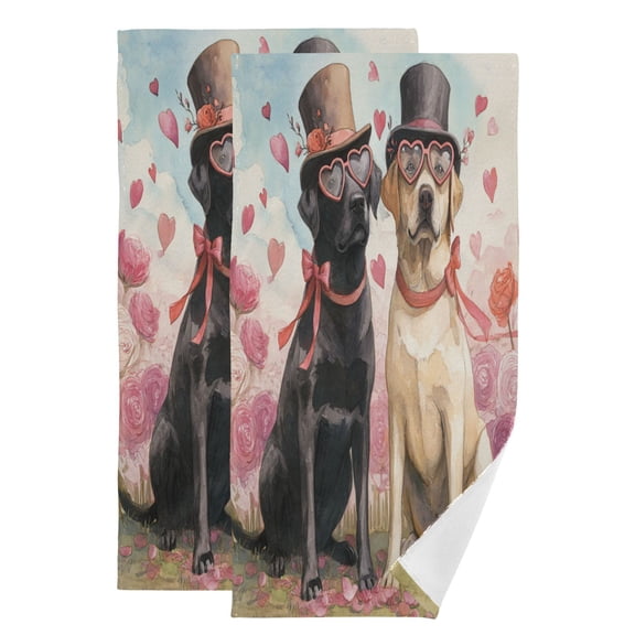 Qxltty Labrador Dogs Face Towel Set of 2 Polyester Cotton Soft Bath Towels for Bathroom Kitchen Hotel Spa 28.3x14.4in