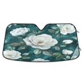 thumbnail image 1 of Qxltty Large White Roses Pattern Car Windshield Sunshades Foldable UV Rays Sun Visor Protector Keep Your Vehicle Cool 57×31.5in, 1 of 8