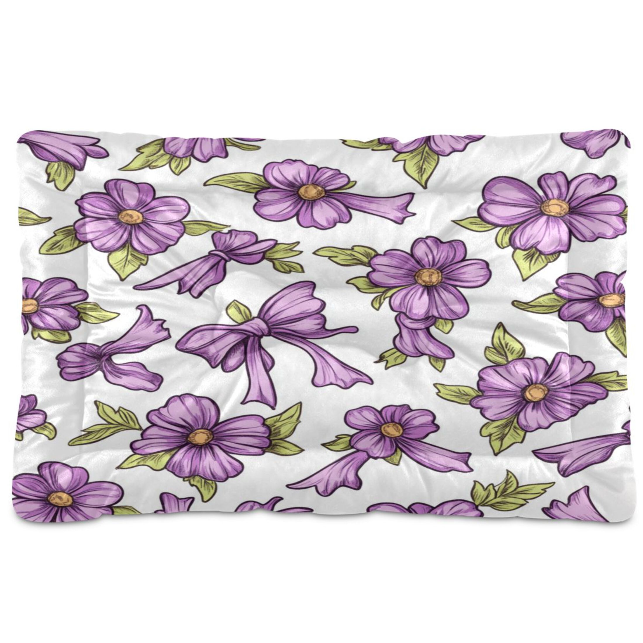 Qxltty Lavender Flowers Pattern Ped Pad Wear-resistant and Hard to Bite Through Sleeping Pad for Small Medium Large Dogs Winter Pet Bed 36×24in