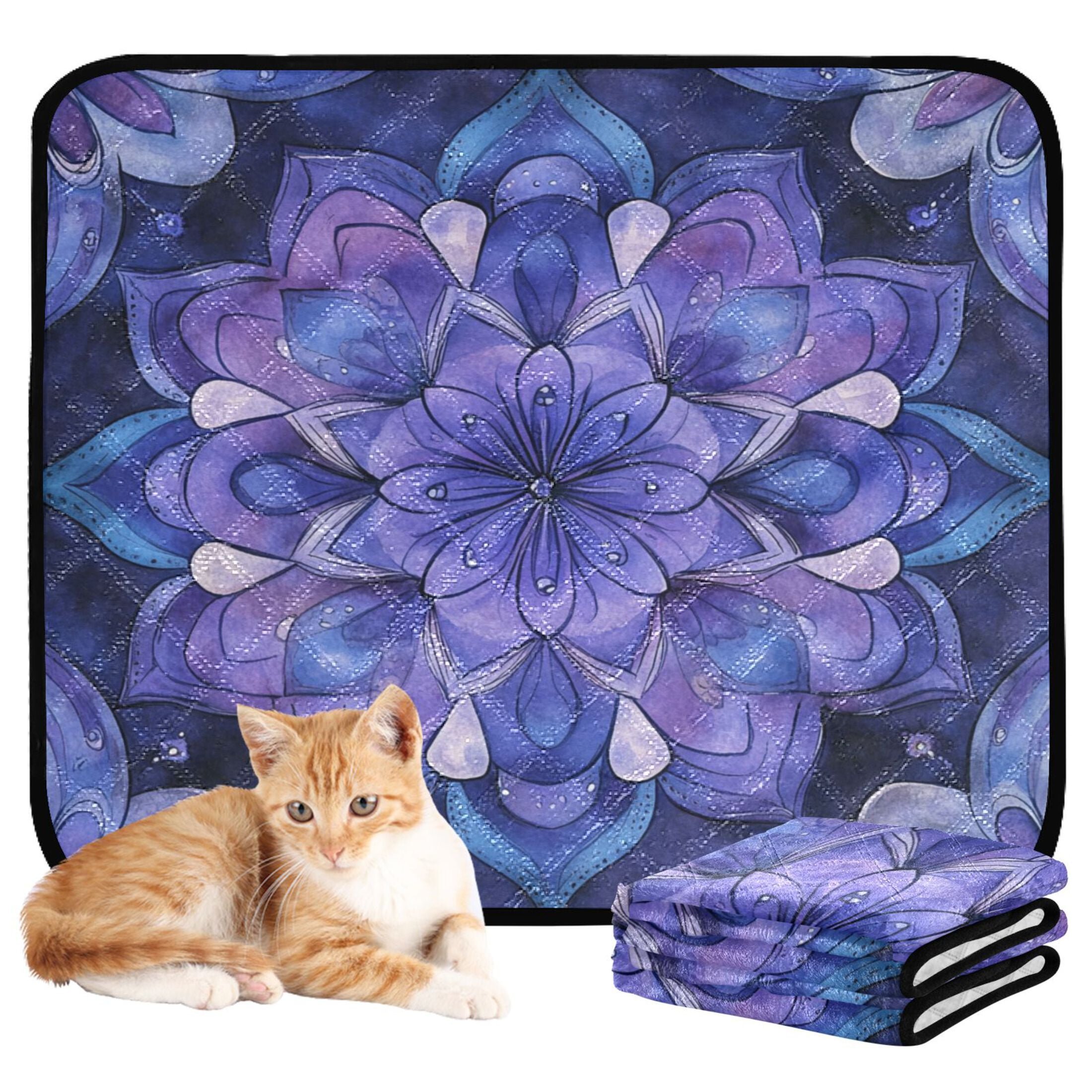 Qxltty Lavender Mandala Cat litter Pads Pet Set of 3 Diaper Mats Center Anti-leakage Layer Absorbent Soft and Comfortable