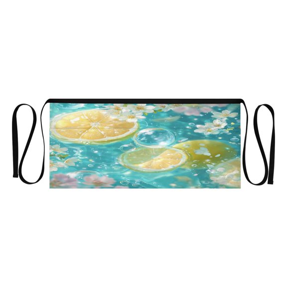 Qxltty Lemon Slice Kitchen Cooking Apron for Women Men with Pockets Waiter Short Aprons