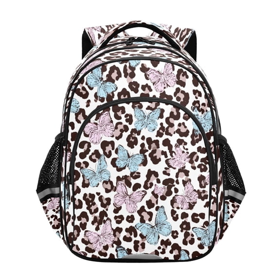 Qxltty Leopard Butterfly Backpack Lightweight Multi Pocket Daypack Reflective Bookbag with Adjustable Straps