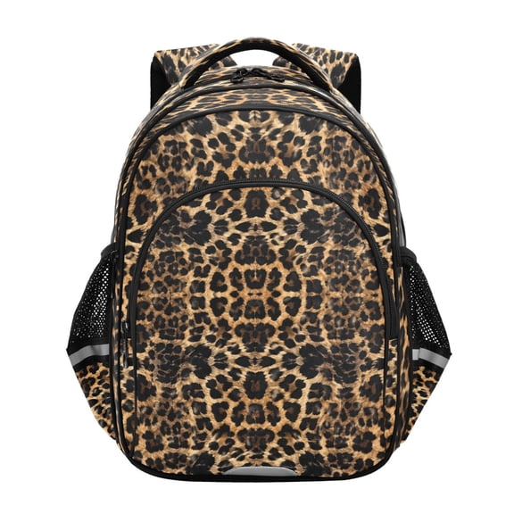 Qxltty Leopard Print Backpack Lightweight Multi Pocket Daypack Reflective Bookbag with Adjustable Straps