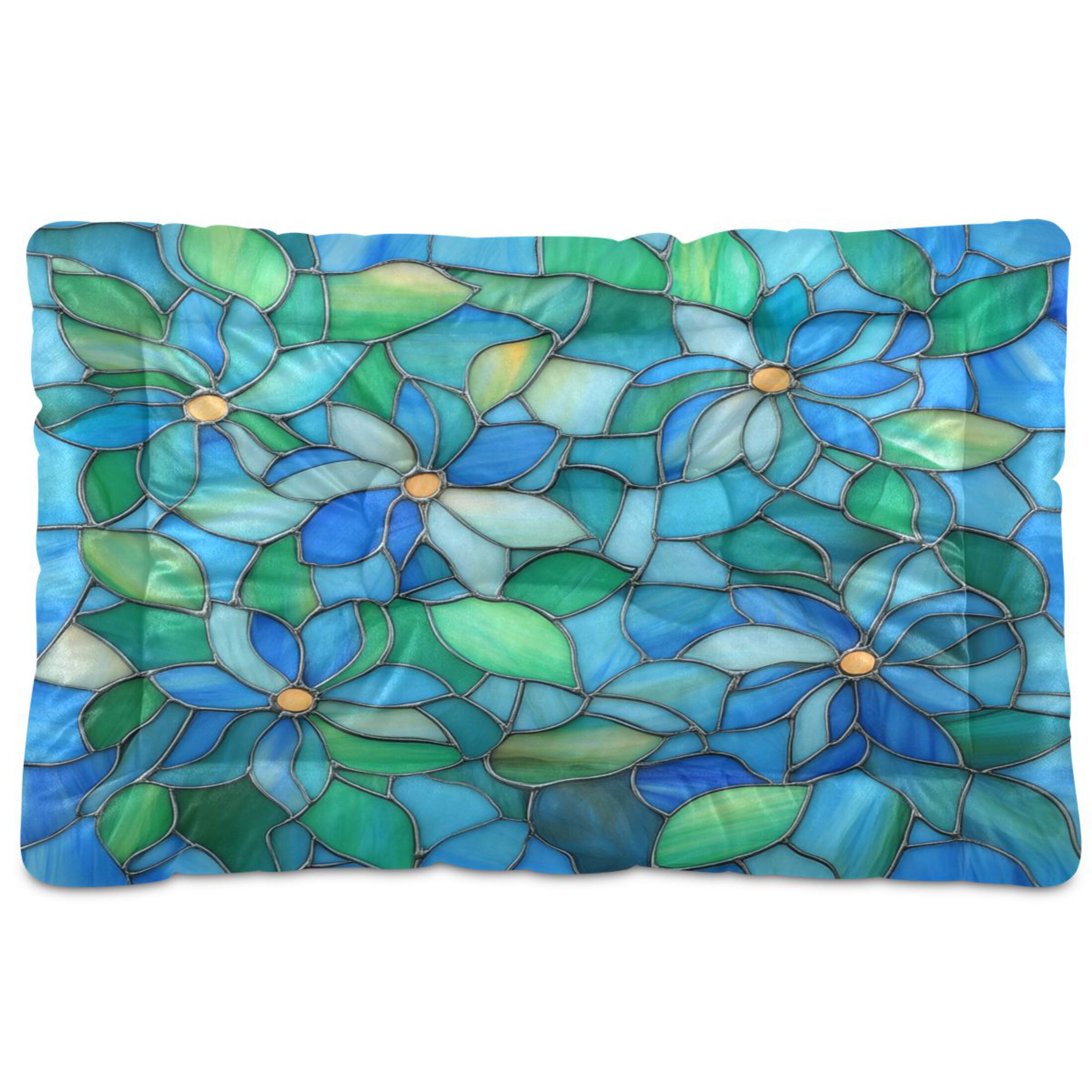 Qxltty Light Blue Green Glass Ped Pad Wear-resistant and Hard to Bite Through Sleeping Pad for Small Medium Large Dogs Winter Pet Bed 36×24in