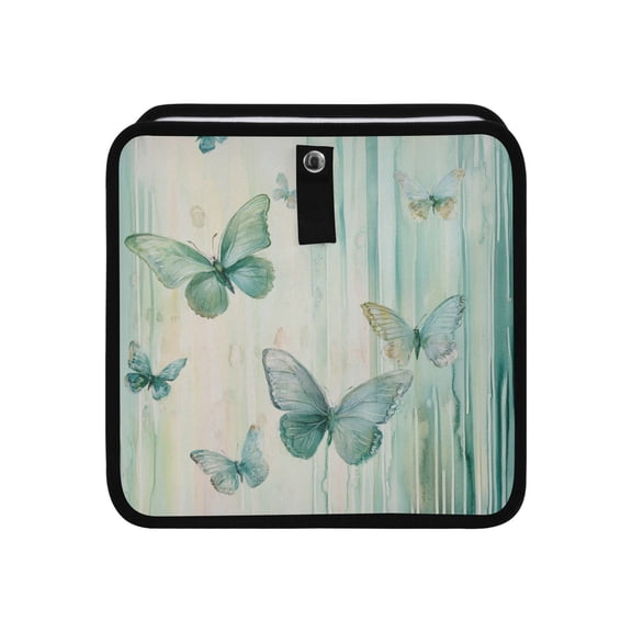Qxltty Light Green Butterfly Car Dumpster Collapsible Rear Seat Suspension Trash for Front Seat Center Console in Vehicle