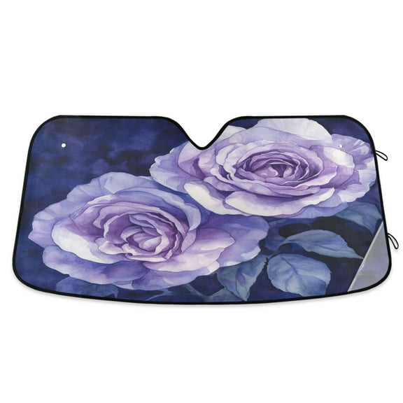 Qxltty Lilac Rose Car Windshield Sunshades Foldable UV Rays Sun Visor Protector Keep Your Vehicle Cool 53×23.5in