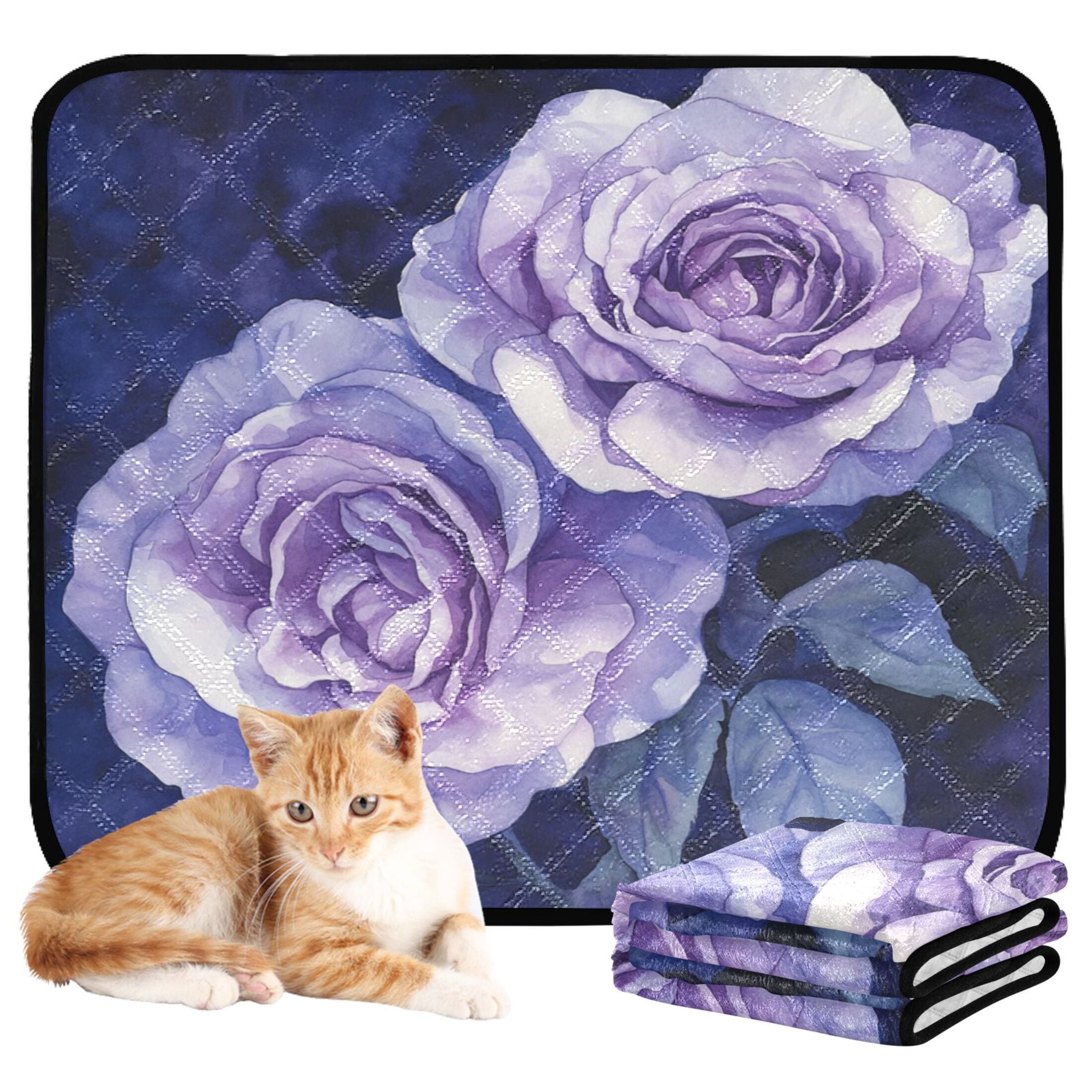 Qxltty Lilac Rose Cat litter Pads Pet Set of 3 Diaper Mats Center Anti-leakage Layer Absorbent Soft and Comfortable