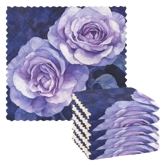 Qxltty Lilac Rose Kitchen Towels Set of 6 Ultra Soft Absorbent Quick Drying Dish Cloths 11 x 11in