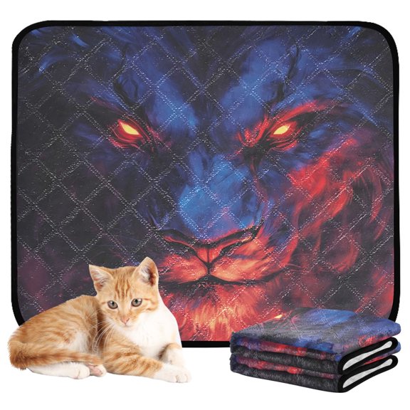 Qxltty Lion Face with Glowing Eyes Cat litter Pads Pet Set of 3 Diaper Mats Center Anti-leakage Layer Absorbent Soft and Comfortable