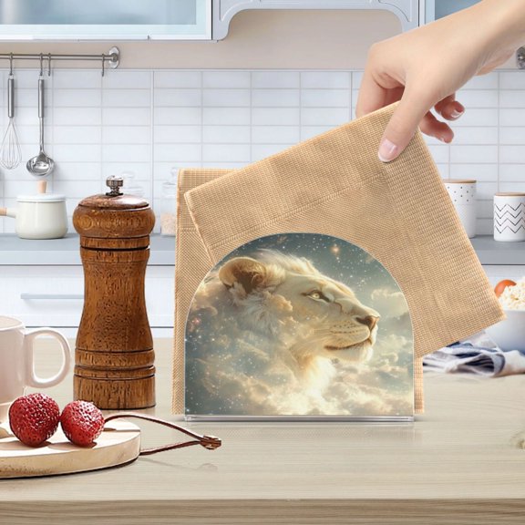 Qxltty Lion in The Clouds Pattern Acrylic Napkin Holder Set of 1 Transparent Dining Table Kitchen Cafeteria Home Decor 4.1x4.9x1.97in