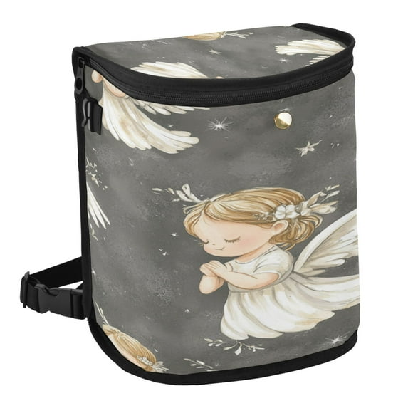 Qxltty Little Angels with White Wings Pattern Car Trash Can with Lid Vehicle Backseat Hanging Leak Proof Storage Bin