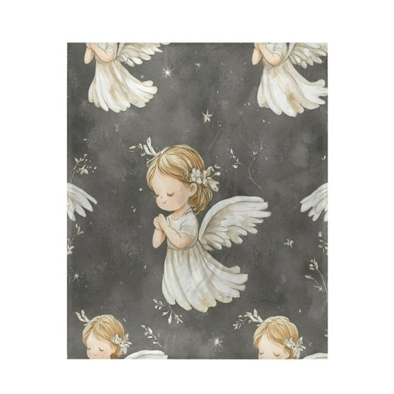 Qxltty Little Angels with White Wings Pattern Soft Cozy Fluffy Blankets for Couch Sofa Chair Bed Camping Picnic Travel Lightweight Bed 5060inch