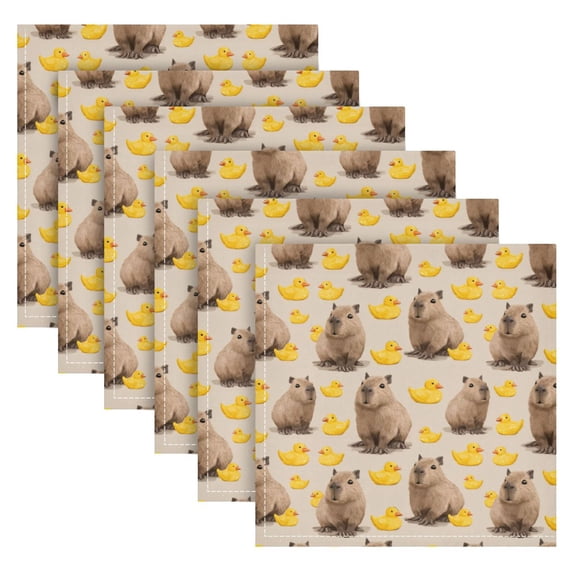 Qxltty Little Guinea Pig Napkins 20Ă—20in Perfect for Parties Dinners Weddings Cocktail Housewarming Cloth Napkins Set of 6