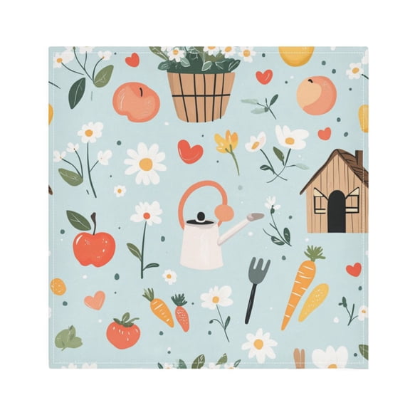 Qxltty Log Cabin Apple Carrot Pattern Napkins 20×20in Perfect for Parties Dinners Weddings Cocktail Housewarming Cloth Napkins Set of 4