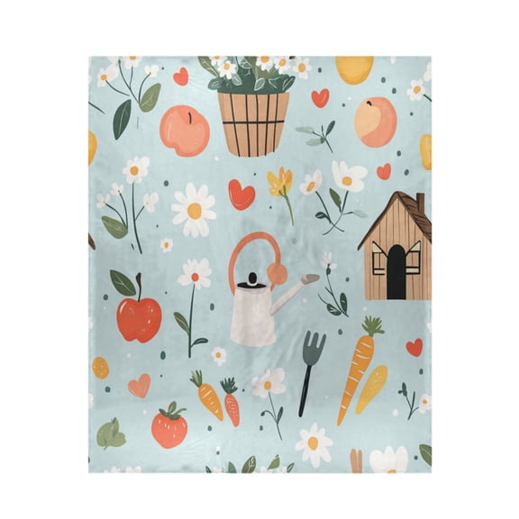 Qxltty Log Cabin Apple Carrot Pattern Soft Cozy Fluffy Blankets for Couch Sofa Chair Bed Camping Picnic Travel Lightweight Bed 5060inch