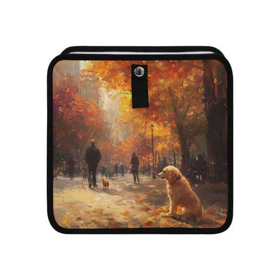 Qxltty Lonely Golden Retriever Car Dumpster Collapsible Rear Seat Suspension Trash for Front Seat Center Console in Vehicle