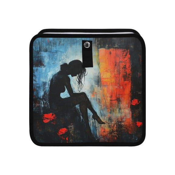 Qxltty Lonely Woman Car Dumpster Collapsible Rear Seat Suspension Trash for Front Seat Center Console in Vehicle
