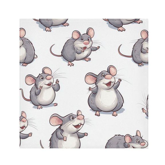 Qxltty Lovely Cartoon Rat Napkins 20×20in Perfect for Parties Dinners Weddings Cocktail Housewarming Cloth Napkins Set of 6
