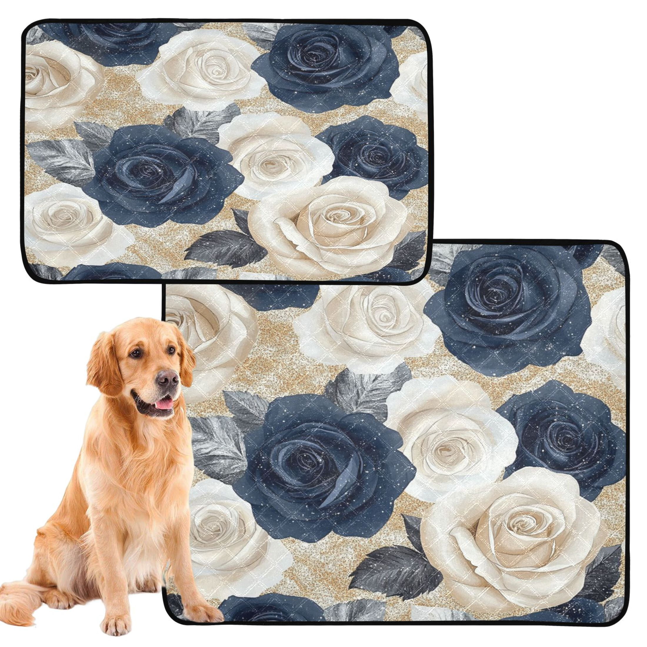 Qxltty Luxurious Floral Cat litter Pads Pet Set of 2 Diaper Mats Center Anti-leakage Layer Absorbent Soft and Comfortable