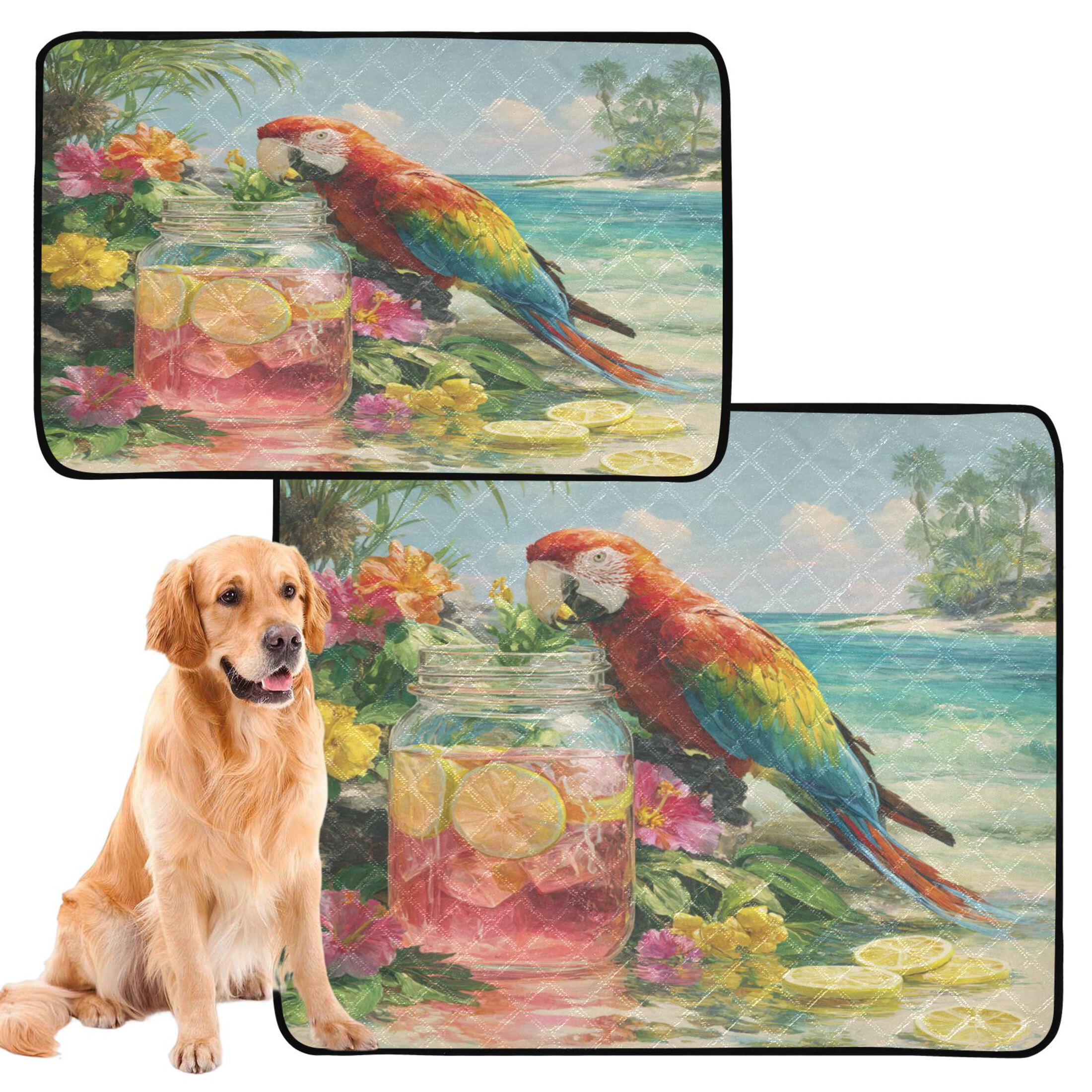 Qxltty Macaw Cat litter Pads Pet Set of 2 Diaper Mats Center Anti-leakage Layer Absorbent Soft and Comfortable