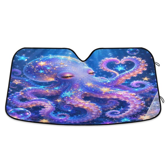 Qxltty Magical Octopus Car Windshield Sunshades Foldable UV Rays Sun Visor Protector Keep Your Vehicle Cool 55×27.6in
