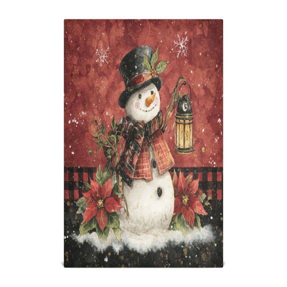 Qxltty Magical Snowman Kitchen Towels 28 x 18 Inch Soft Cotton Linen Feel Dish Towels with Hanging Loop for Drying, Cleaning & Decor