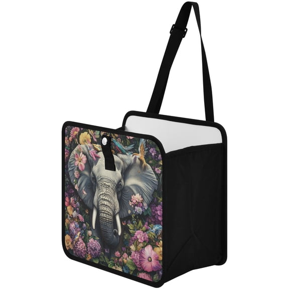 Qxltty Majestic Elephant Car Dumpster Collapsible Rear Seat Suspension Trash for Front Seat Center Console in Vehicle