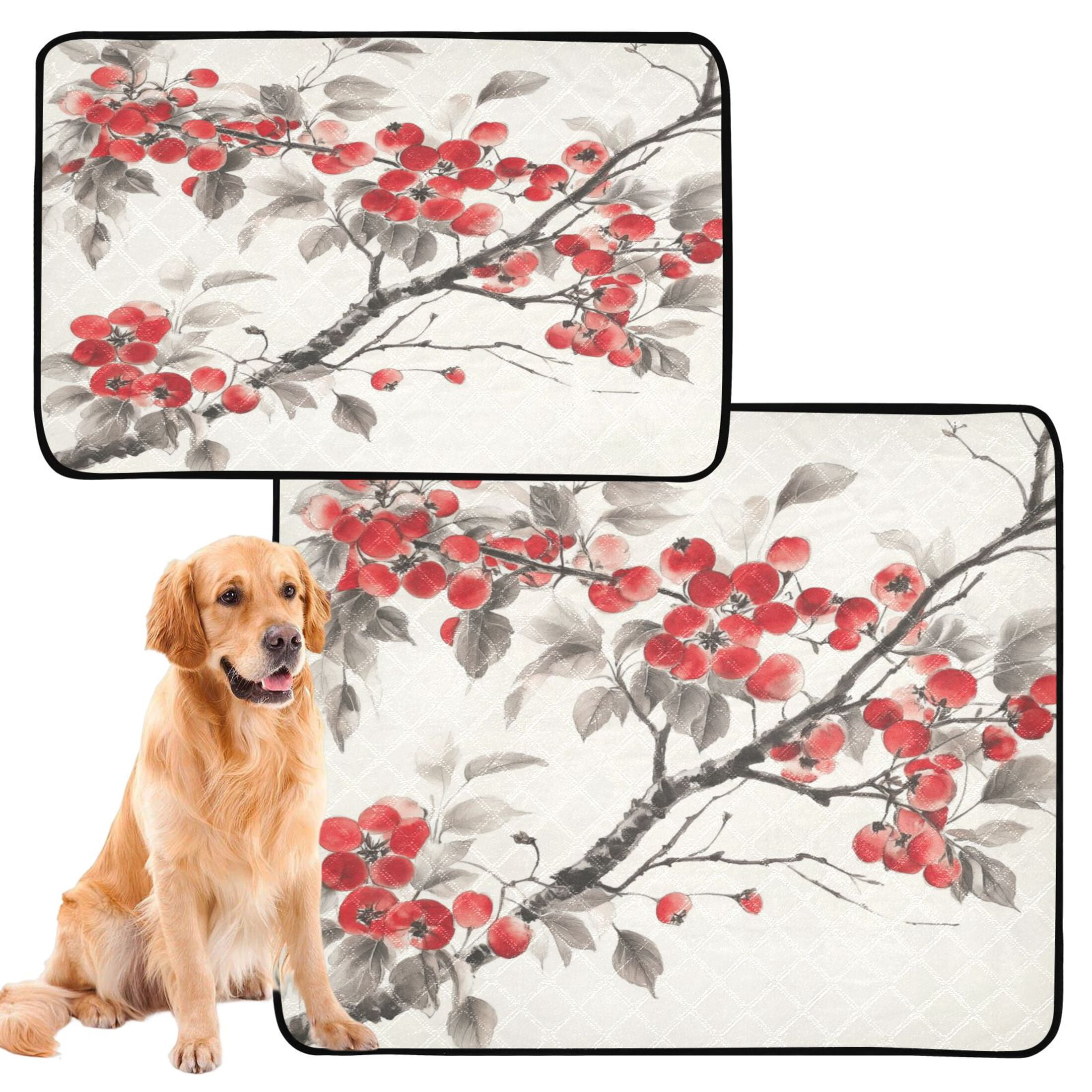Qxltty Malus Spectabilis Cat litter Pads Pet Set of 2 Diaper Mats Center Anti-leakage Layer Absorbent Soft and Comfortable