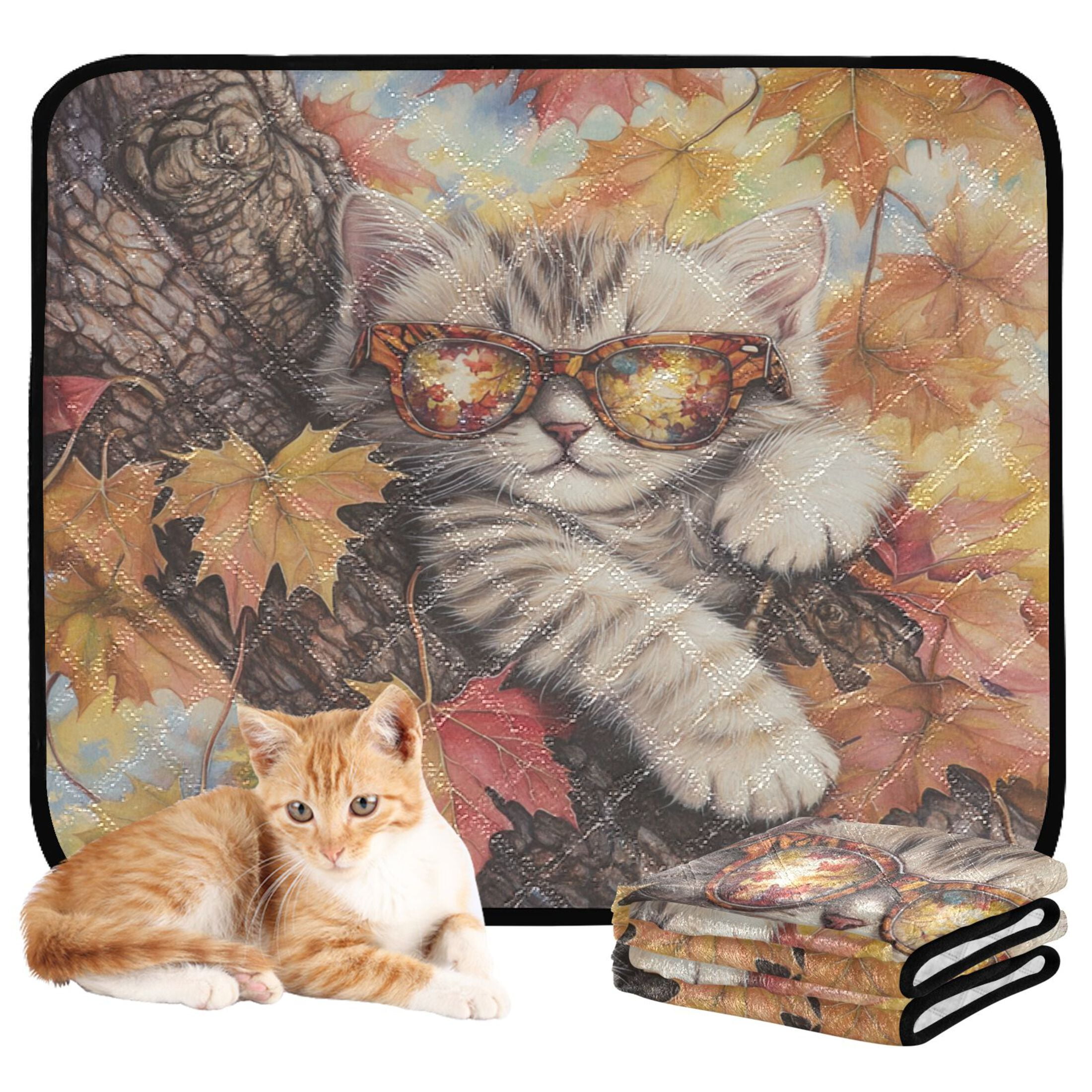 Qxltty Maple Leaf Cat Cat litter Pads Pet Set of 3 Diaper Mats Center Anti-leakage Layer Absorbent Soft and Comfortable