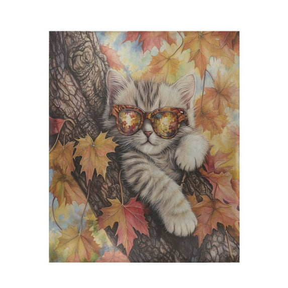 Qxltty Maple Leaf Cat Soft Cozy Fluffy Blankets for Couch Sofa Chair Bed Camping Picnic Travel Lightweight Bed 50×60inch