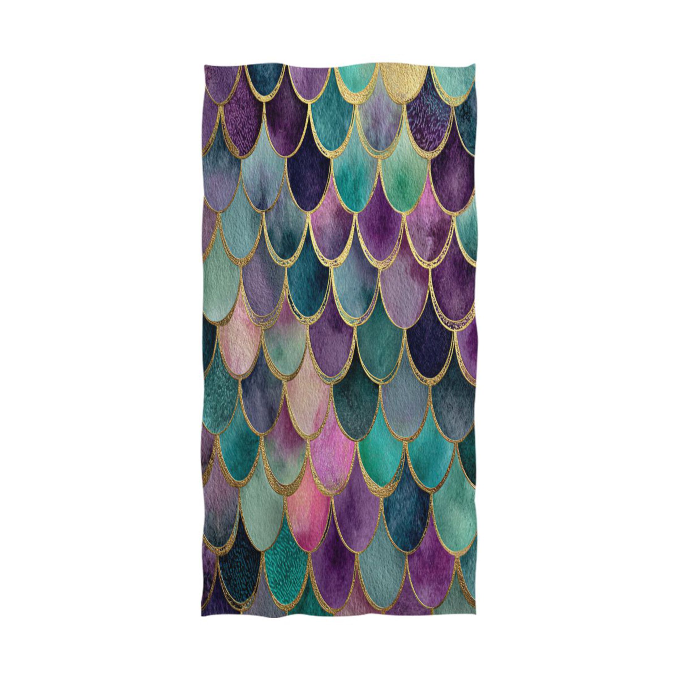 Qxltty Mermaid Scales Extra Large Bath Towel 32"x64" Super Soft Highly Absorbent Quick Dry Shower Towel for Hotel Bathroom Guest Spa Gym