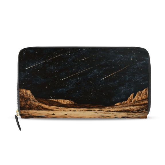 Qxltty Meteor Women's Leather Wallet Fashion Retro Multi Card Holder with Cell Phone Pocket Mothers Day Gifts