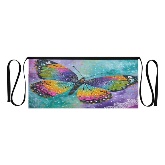 Qxltty Monarch Butterfly Kitchen Cooking Apron for Women Men with Pockets Waiter Short Aprons