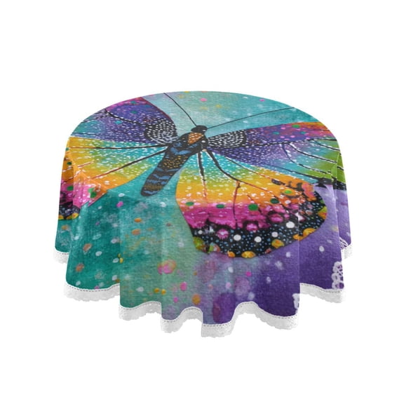 Qxltty Monarch Butterfly Round Tablecloth 60 Inch Dia Washable Table Cover with Dust-Proof Wrinkle Resistant for Restaurant Picnic Indoor and Outdoor Dining