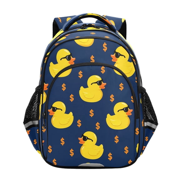 Qxltty Money Duck Backpack Lightweight Multi Pocket Daypack Reflective Bookbag with Adjustable Straps