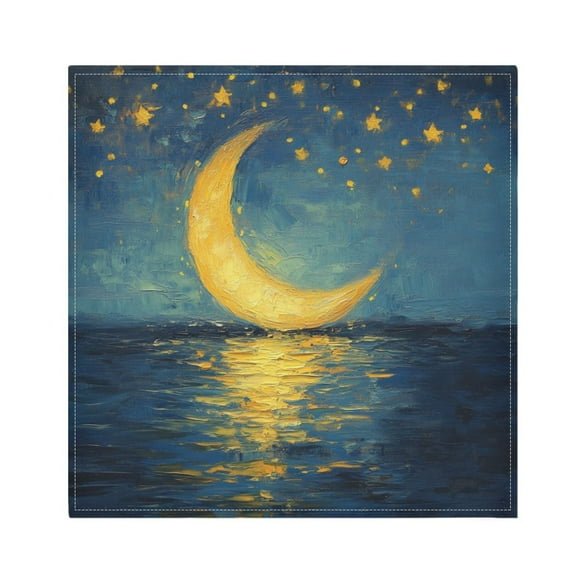 Qxltty Moon Stars Oil Painting Pattern Napkins 20×20in Perfect for Parties Dinners Weddings Cocktail Housewarming Cloth Napkins Set of 1