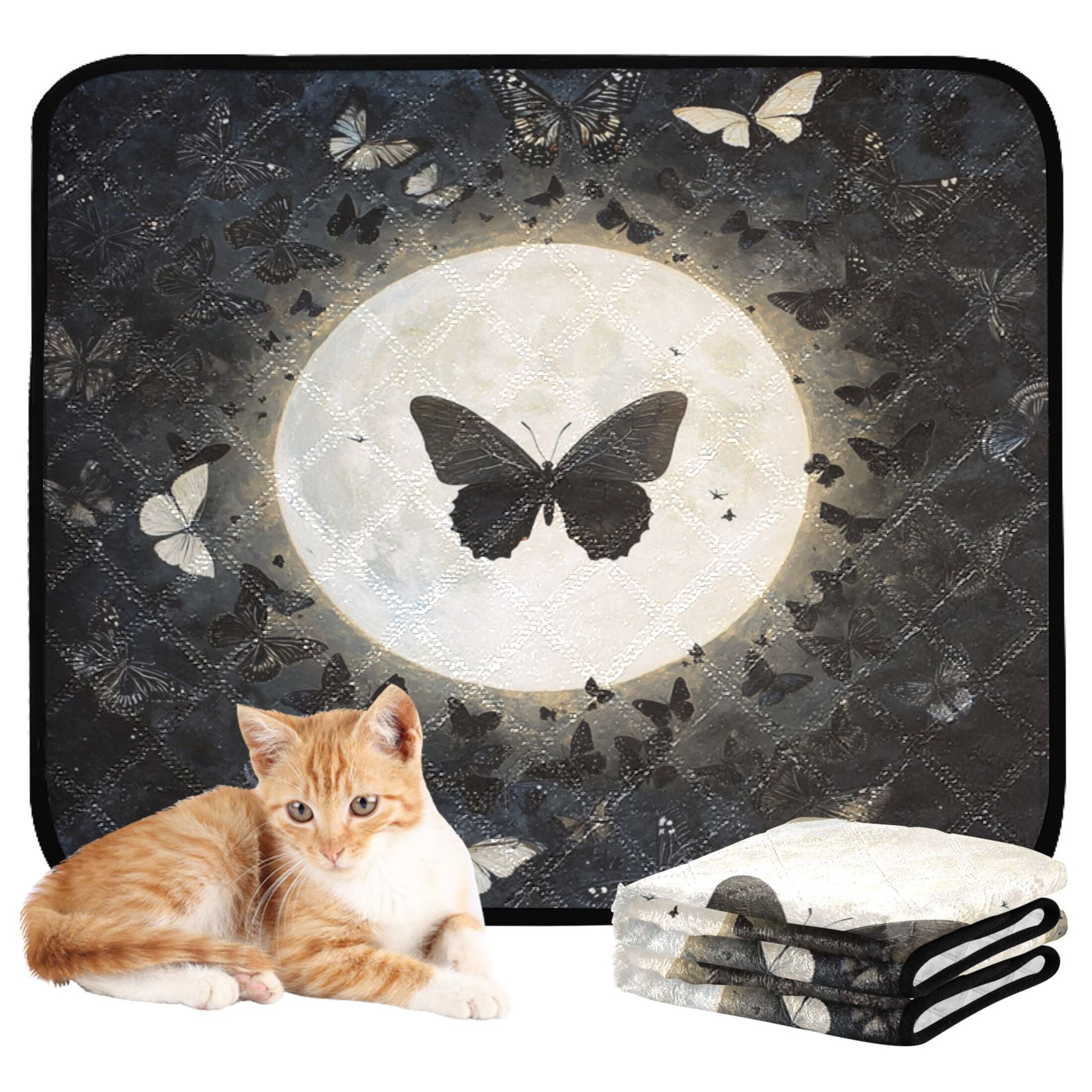 Qxltty Moonlight Butterfly Cat litter Pads Pet Set of 3 Diaper Mats Center Anti-leakage Layer Absorbent Soft and Comfortable