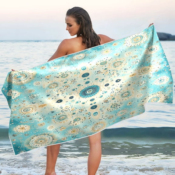 Qxltty Moroccan Style Pattern Beach Towel Sand Free Bath Towel Absorbent Quick Dry Soft Lightweight Blanket for Travel Gym Camping 71x31in