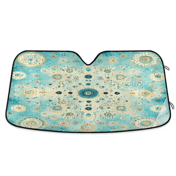 Qxltty Moroccan Style Pattern Car Windshield Sunshades Foldable UV Rays Sun Visor Protector Keep Your Vehicle Cool 53×23.5in
