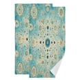 thumbnail image 1 of Qxltty Moroccan Style Pattern Face Towel Set of 2 Polyester Cotton Soft Bath Towels for Bathroom Kitchen Hotel Spa 28.3x14.4in, 1 of 8