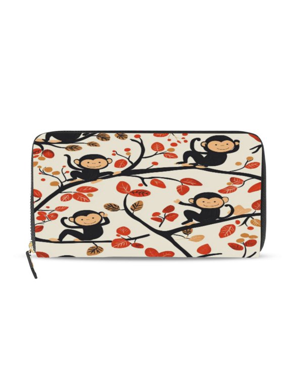 Naughty Monkey Women's Leather Wallet Fashion Retro Multi Card Holder with Cell Phone Pocket Mothers Day Gifts