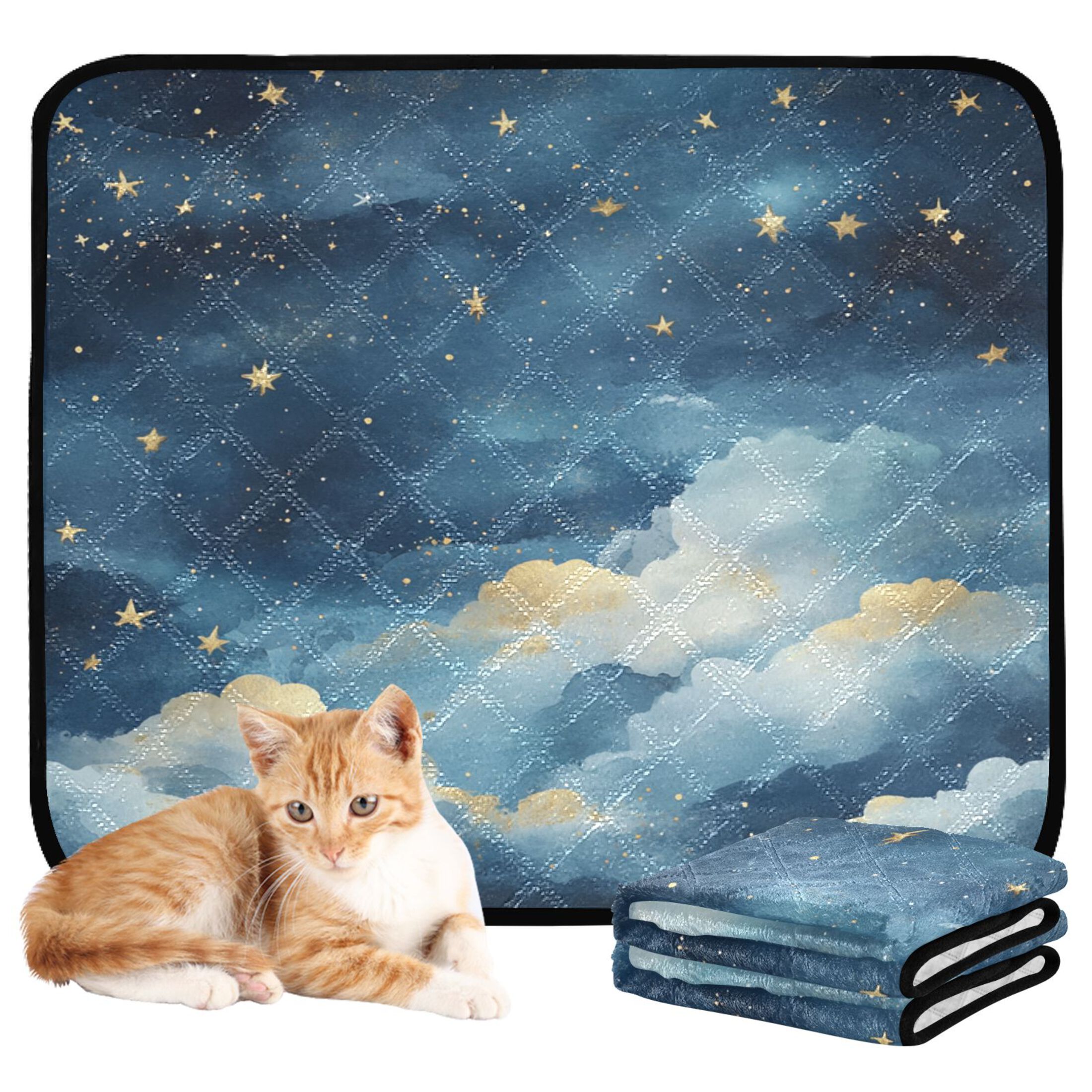 Qxltty Nice Starry Sky Cat litter Pads Pet Set of 3 Diaper Mats Center Anti-leakage Layer Absorbent Soft and Comfortable