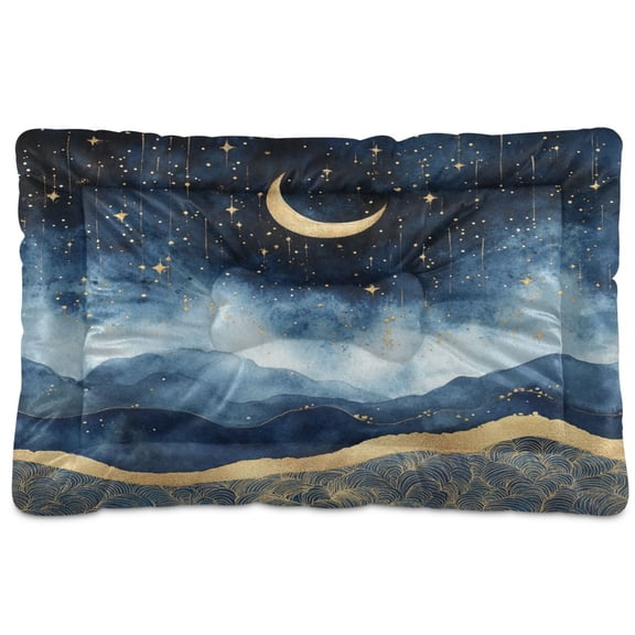 Qxltty Night Sky over The Sea Ped Pad Wear-resistant and Hard to Bite Through Sleeping Pad for Small Medium Large Dogs Winter Pet Bed 24×18in