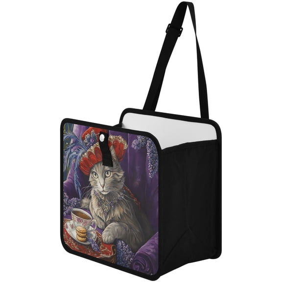 Qxltty Noble Ragdoll Cat Car Dumpster Collapsible Rear Seat Suspension Trash for Front Seat Center Console in Vehicle