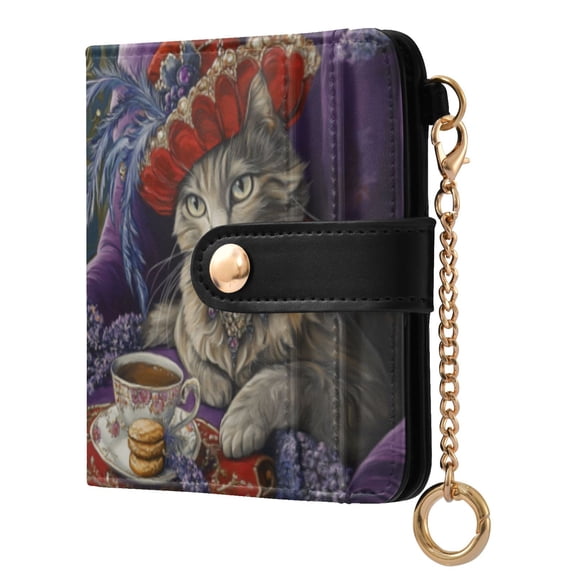 Qxltty Noble Ragdoll Cat Ladies Wallet Rfid Slim Thin Compact Credit Card Women Wallet Zipper Coin Pocket and ID Window for Female Gifts