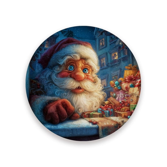 Qxltty One Pcs Drink Coasters Anime Santa Claus Ceramic Round Coaster Absorbent Suitable for Kinds of Cups Coffee Table